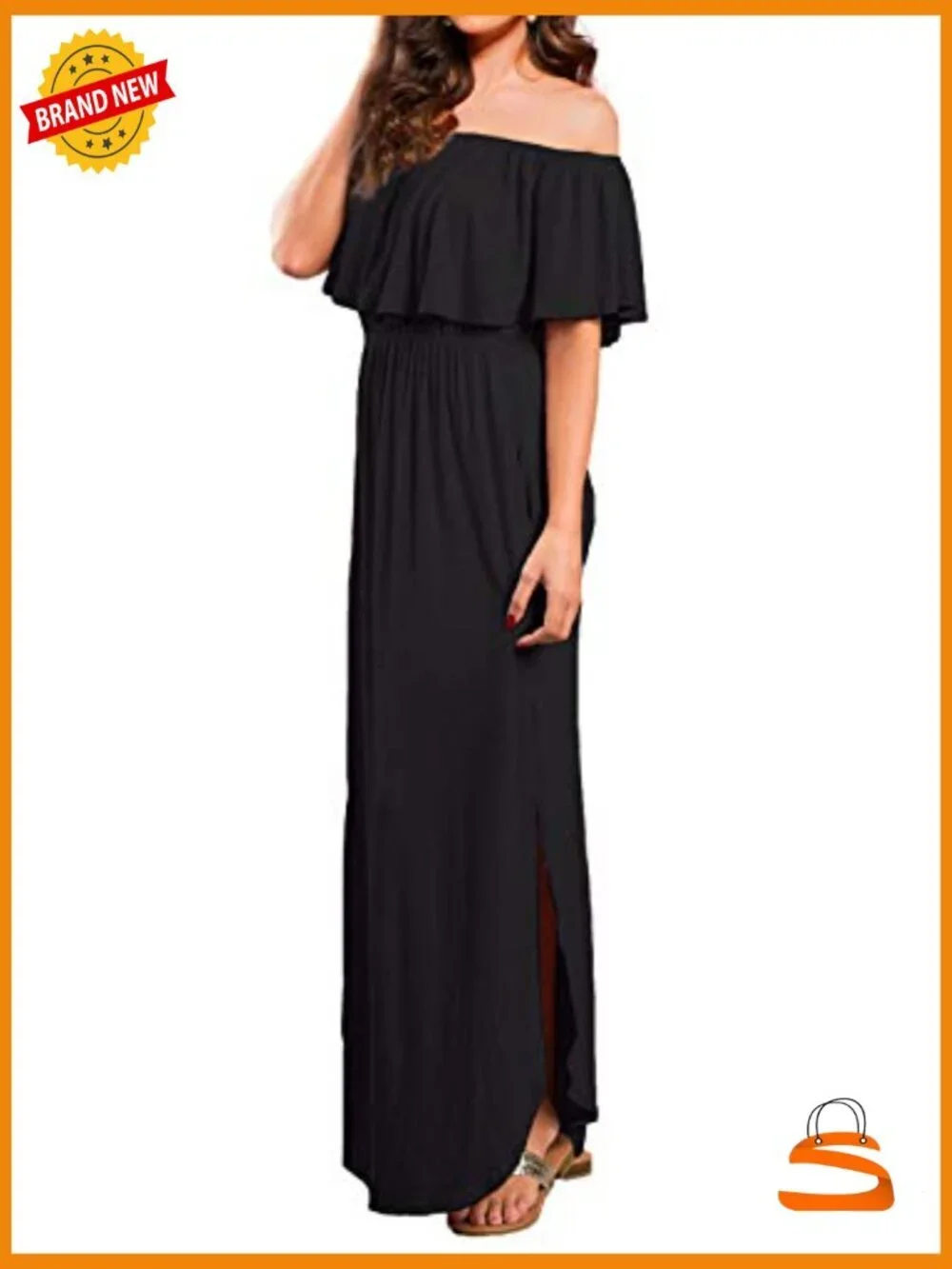 Off Shoulder Maxi Dress with Pockets - Loose Fit Summer Beach Dress